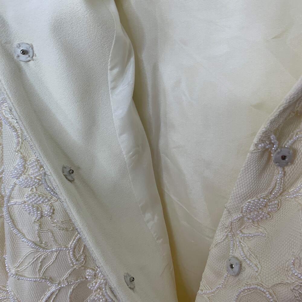 Vintage Marie St. Claire Beaded Jacket Blazer Cream Size 12 - Picture 4 of 6